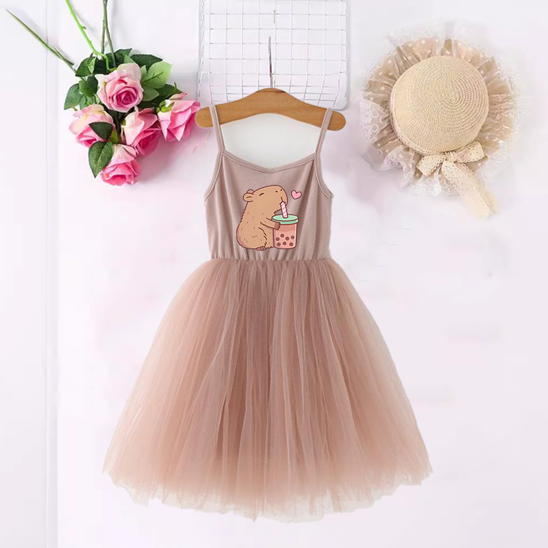 Baby Products For Summer - Gaun Anak Perempuan Capybara Gaun Lengan